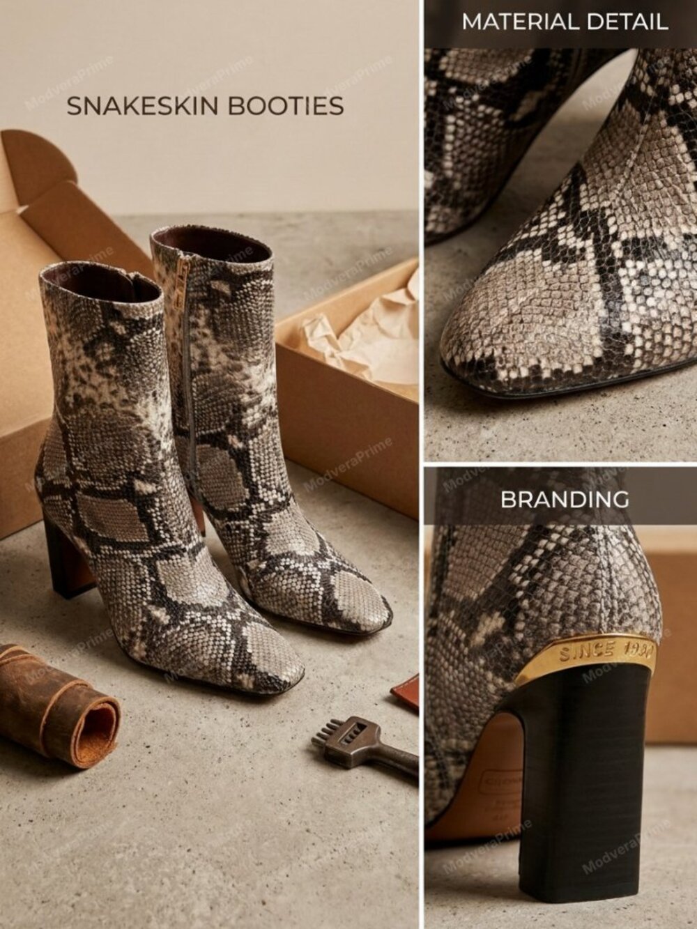 NWT Franco Sarto Briar Snip Toe Ankle Bootie Roccia Snake Print 3.4" Heel - Picture 2 of 4